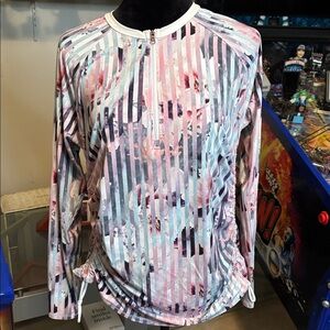 CALIA striped 1/4 zip up track style pullover XL